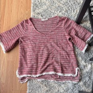 Chelsea & Violet Red and White Striped Short Sleeve Top